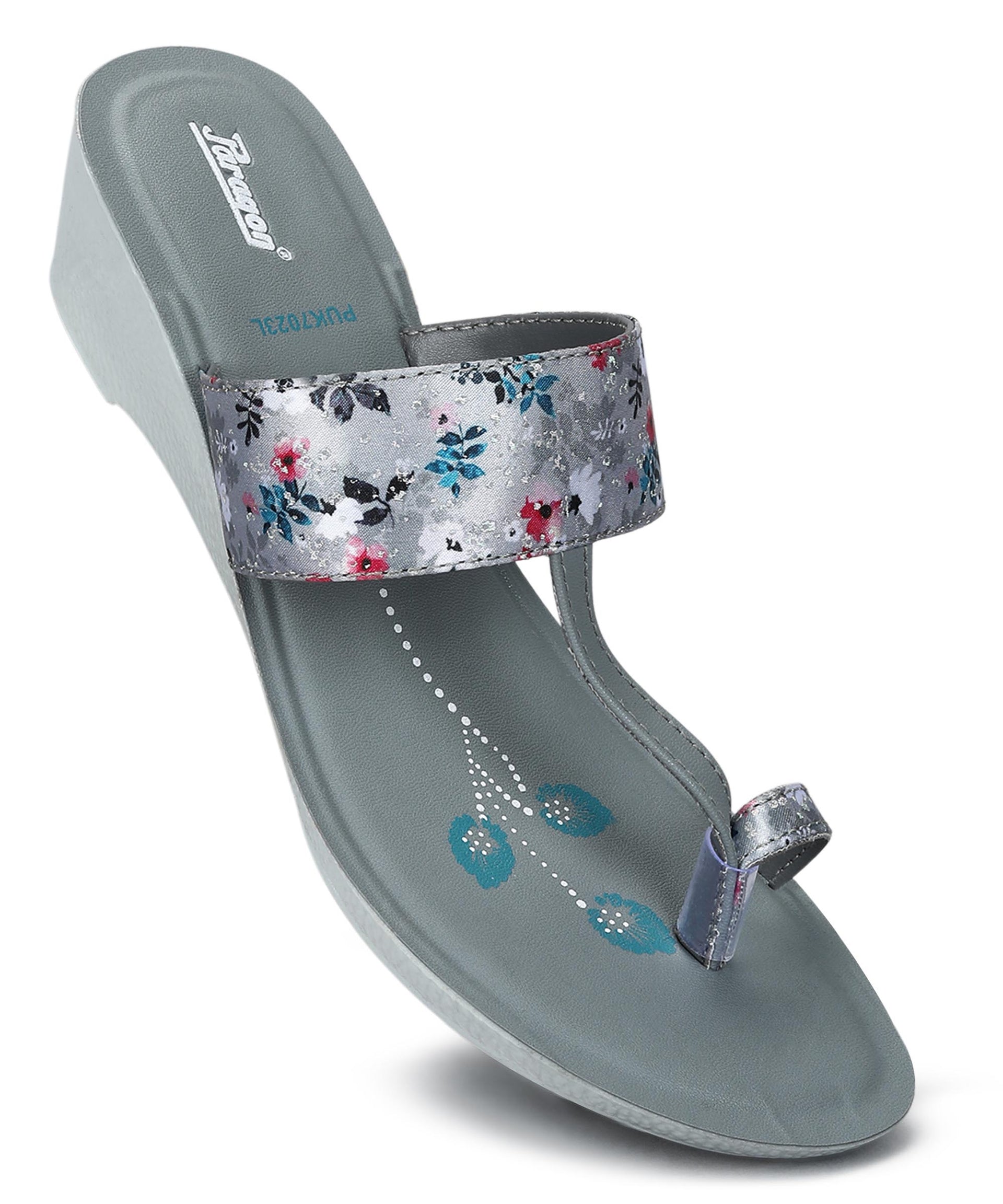 Paragon Women&#39;s Slip On Wedges Grey Sandal | Durable Dailywear Sandals