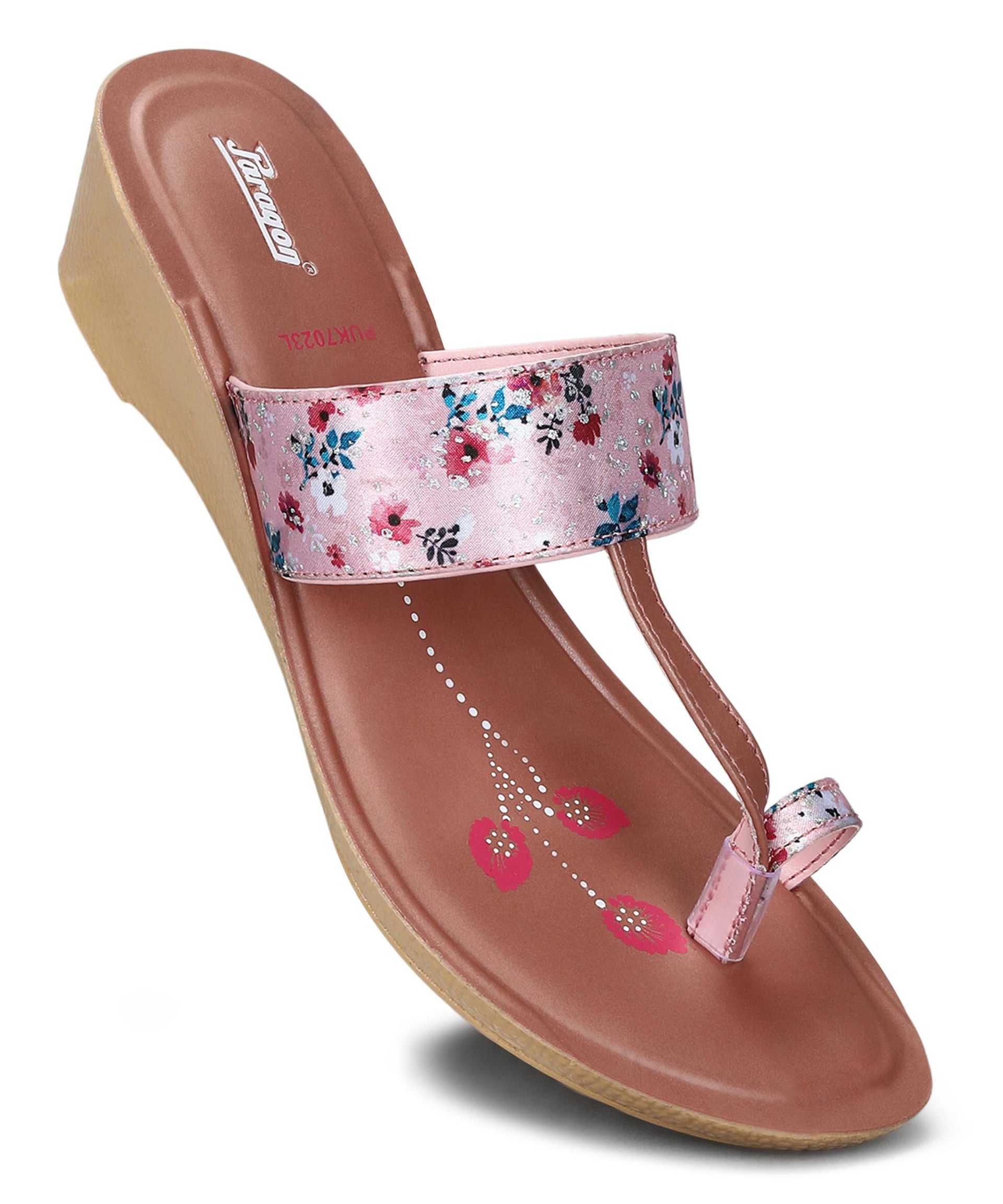 Paragon Women&#39;s Slip On Wedges Peach Sandal | Durable Dailywear Sandals