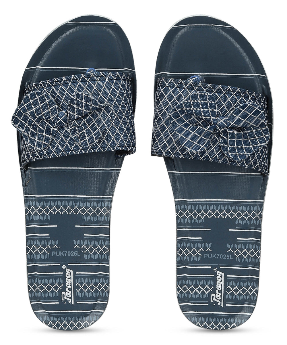 Paragon PUK7025L Women's Blue-Grey Sliders with Cushioned Sole for Everyday Use