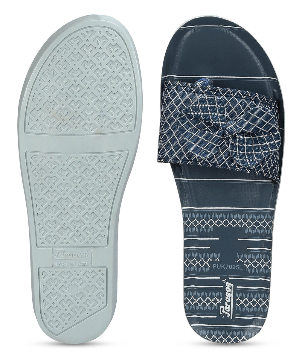 Paragon PUK7025L Women's Blue-Grey Sliders with Cushioned Sole for Everyday Use
