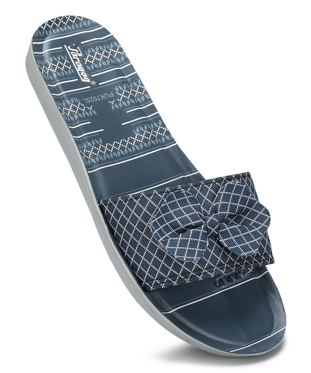 Paragon PUK7025L Women's Blue-Grey Sliders with Cushioned Sole for Everyday Use