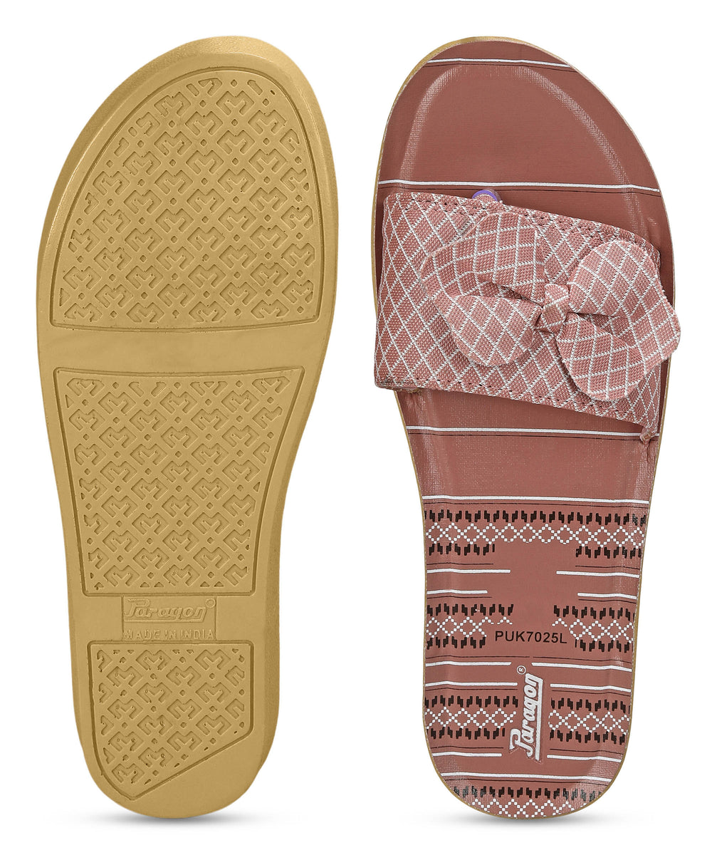 Paragon PUK7025L Womens Pink-Grey Sliders with Cushioned Sole for Everyday Use