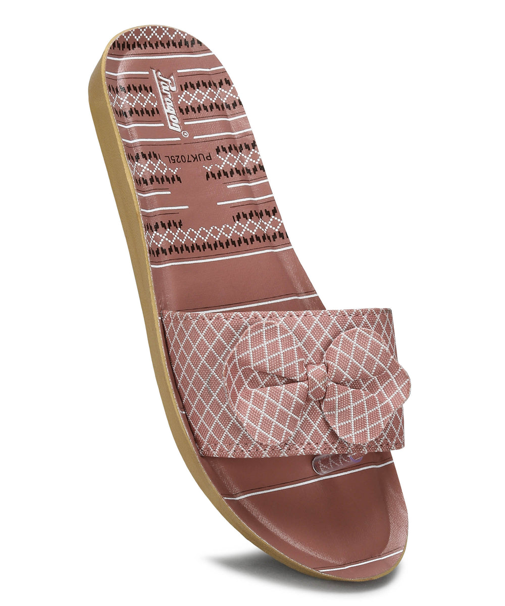 Paragon PUK7025L Womens Pink-Grey Sliders with Cushioned Sole for Everyday Use