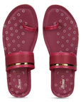 Paragon Women's Slip On Flat Maroon Sandals | Durable Dailywear Sandals