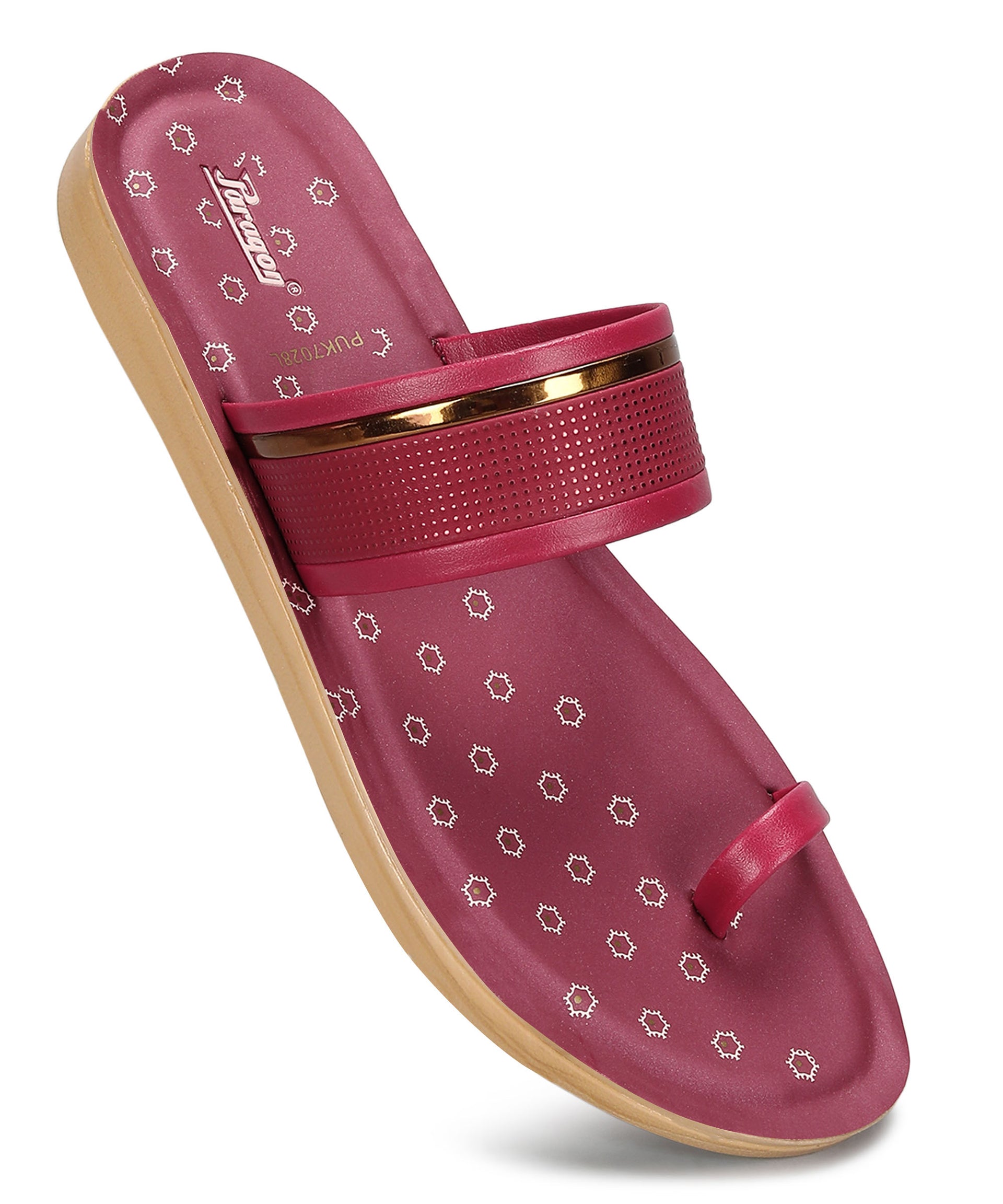 Paragon Women&#39;s Slip On Flat Maroon Sandals | Durable Dailywear Sandals