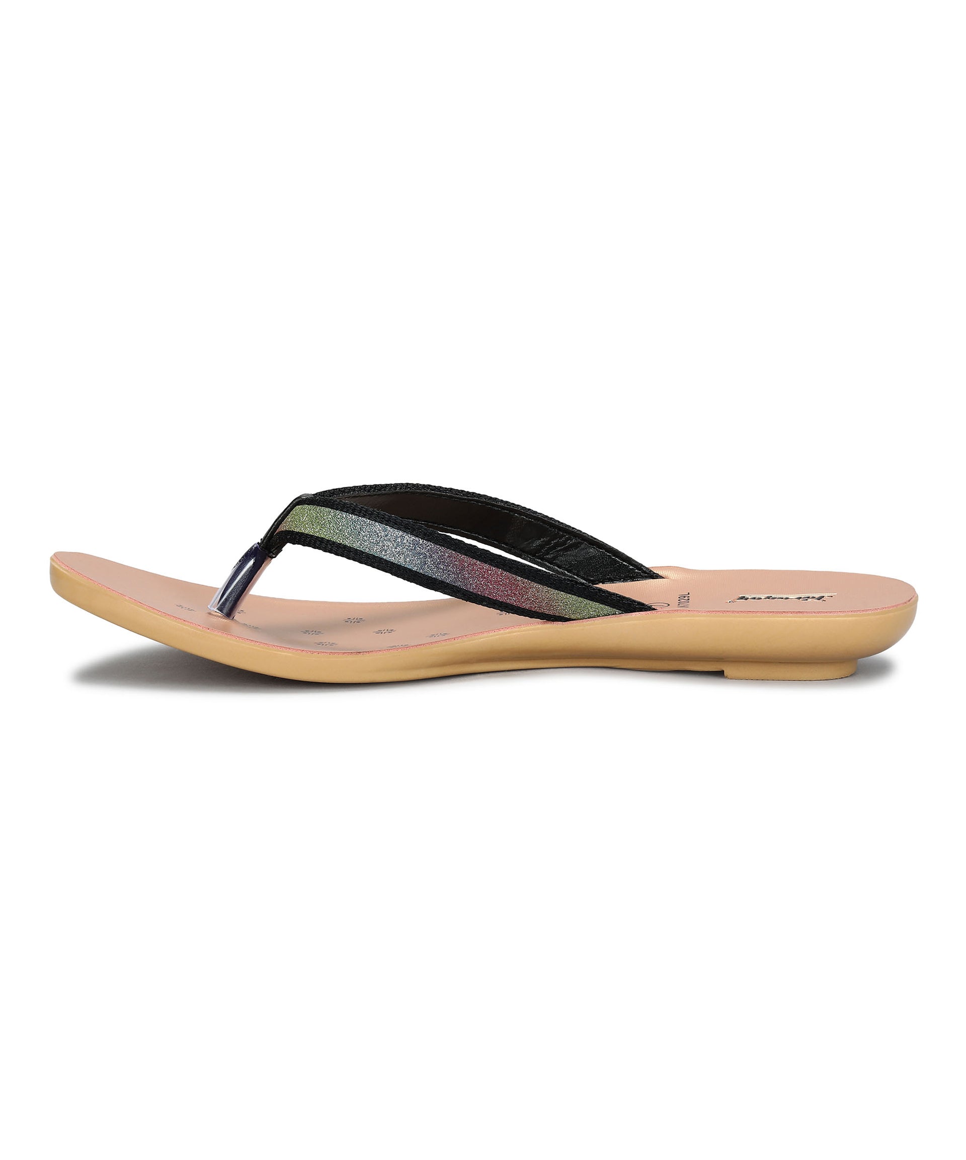 Paragon Women&#39;s Slip On Flat Black Sandals | Durable Dailywear Sandals