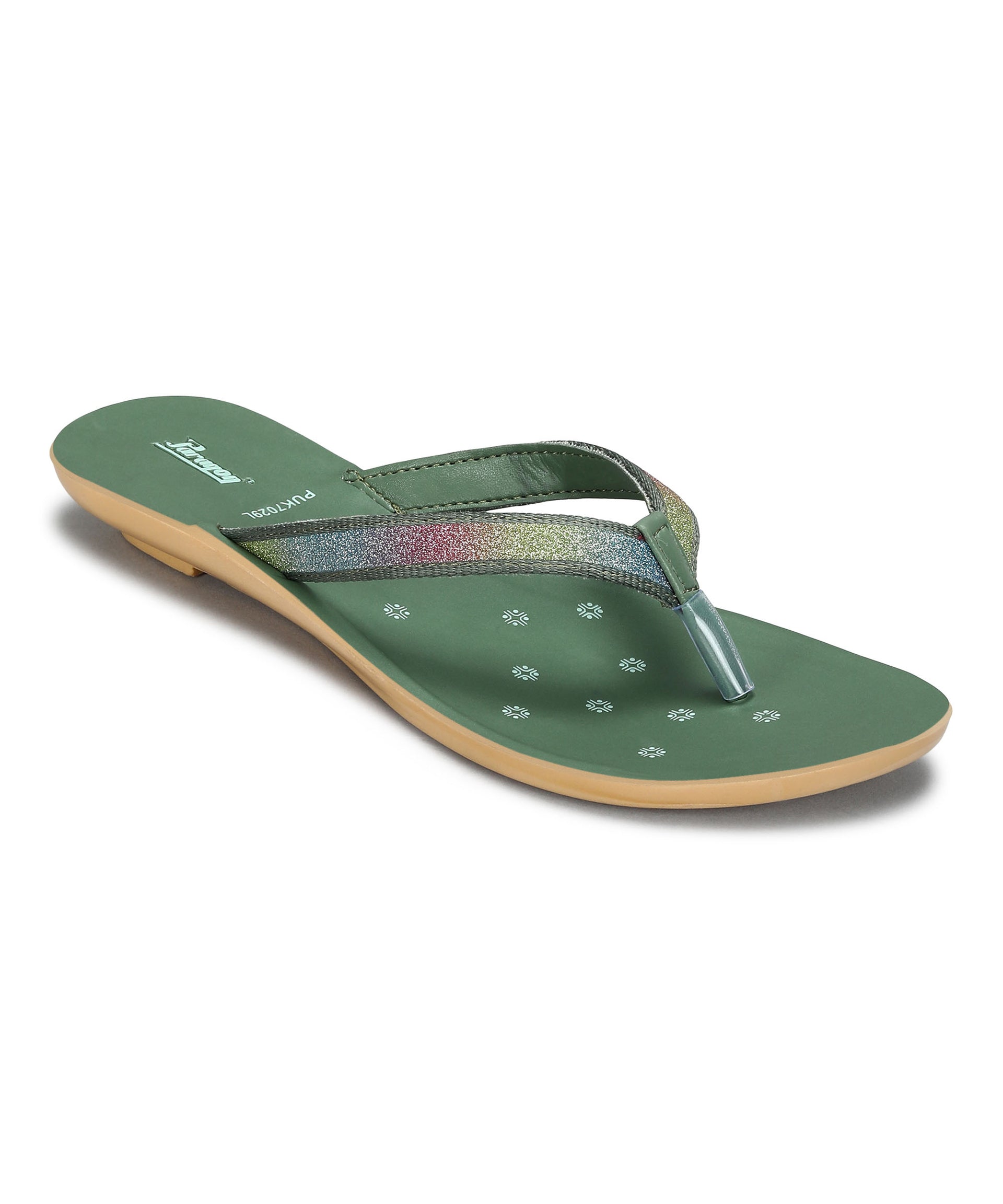 Paragon Women&#39;s Slip On Flat Green Sandals | Durable Dailywear Sandals