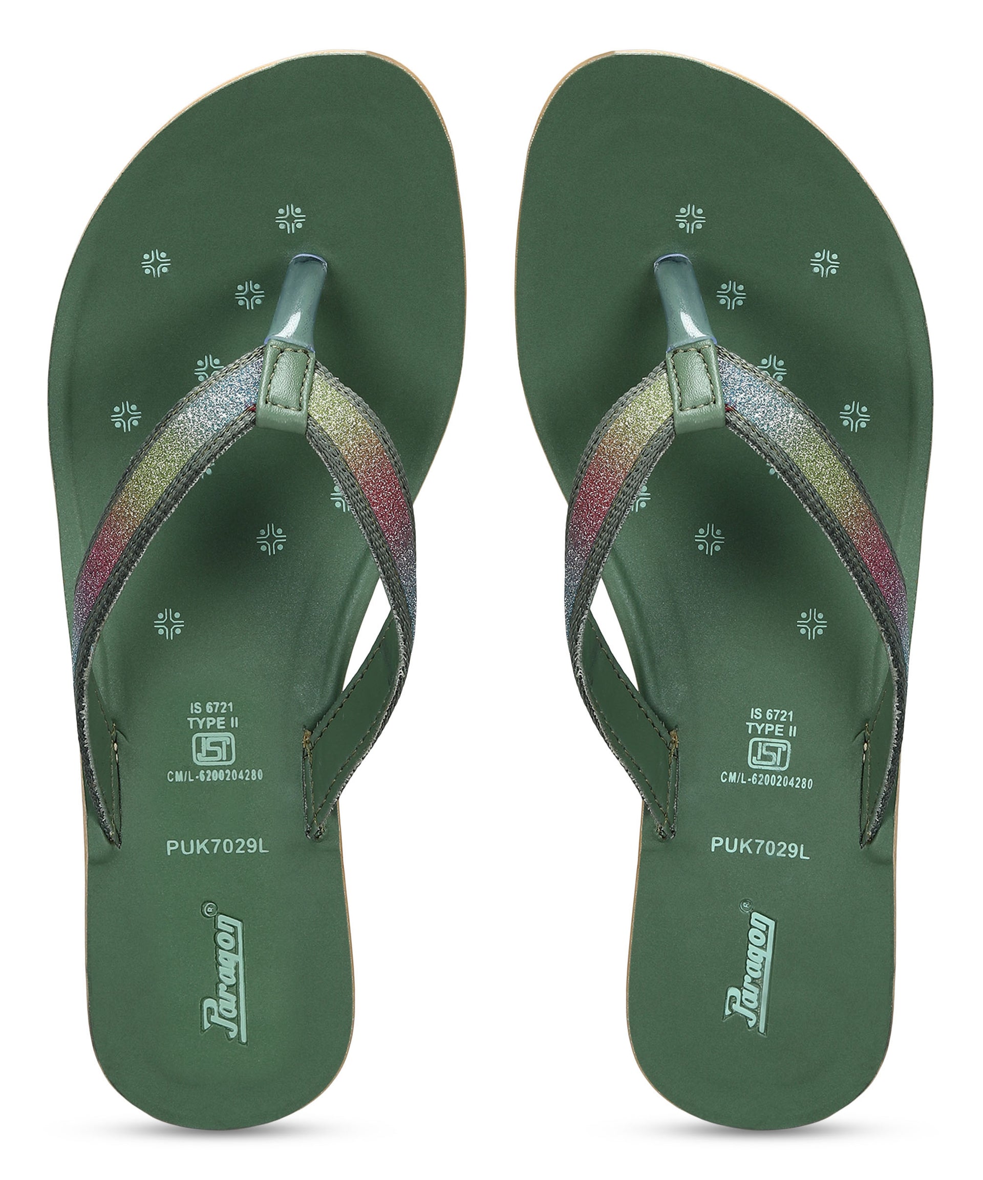 Paragon Women&#39;s Slip On Flat Green Sandals | Durable Dailywear Sandals