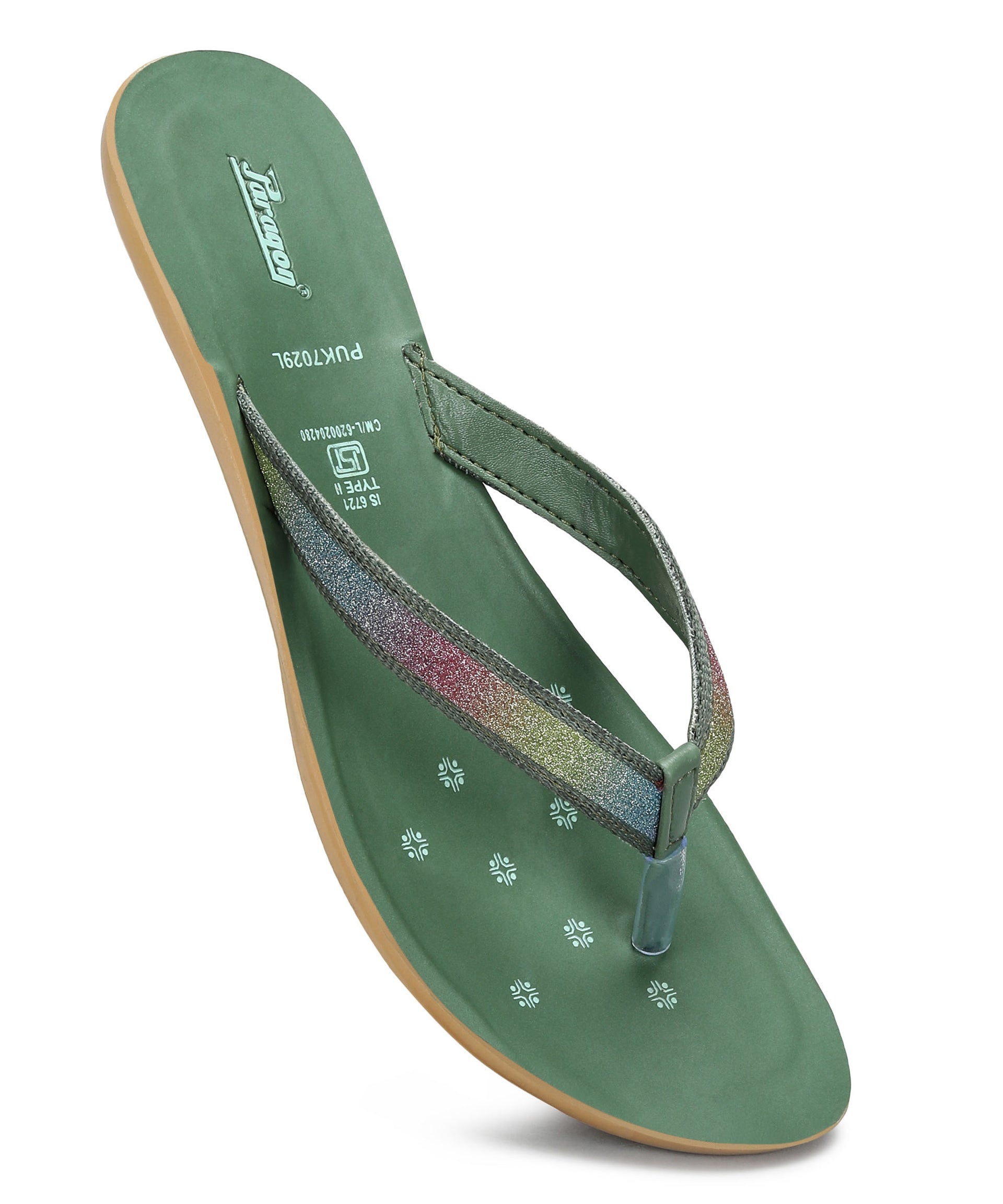 Paragon Women&#39;s Slip On Flat Green Sandals | Durable Dailywear Sandals