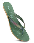 Paragon Women's Slip On Flat Green Sandals | Durable Dailywear Sandals