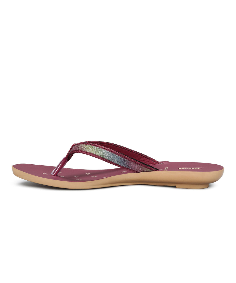 Paragon Women's Slip On Flat Maroon Sandals | Durable Dailywear Sandals