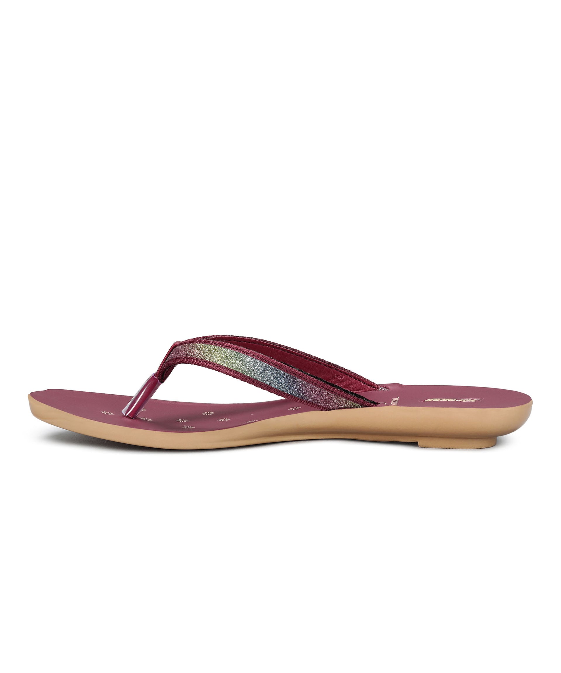 Paragon Women&#39;s Slip On Flat Maroon Sandals | Durable Dailywear Sandals