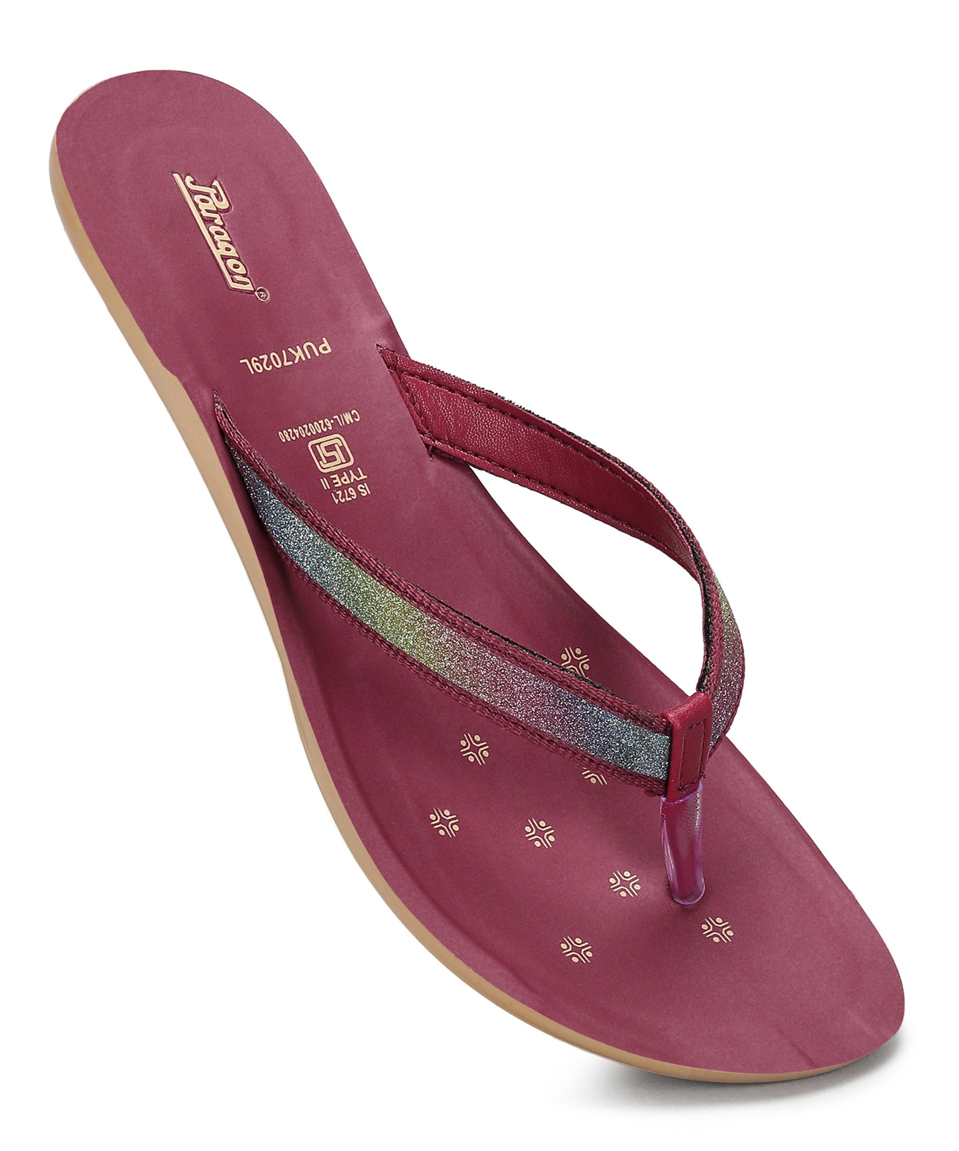 Paragon Women&#39;s Slip On Flat Maroon Sandals | Durable Dailywear Sandals