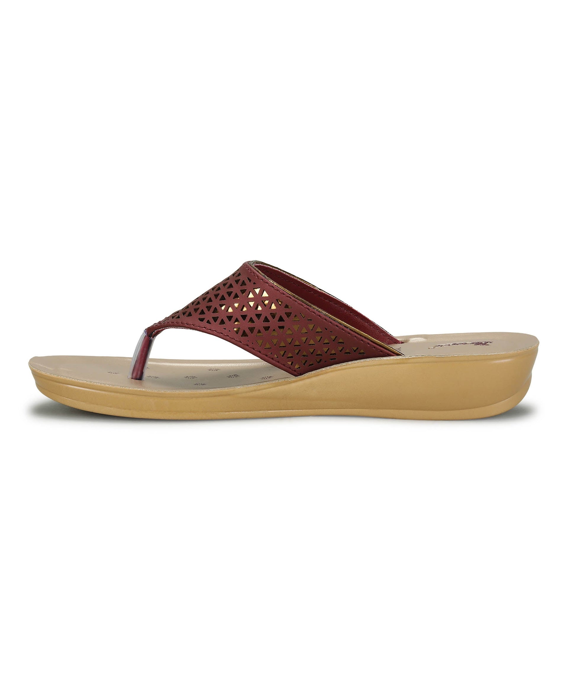 Paragon Women&#39;s Slip On Flat Maroon Sandals | Durable Dailywear Sandals