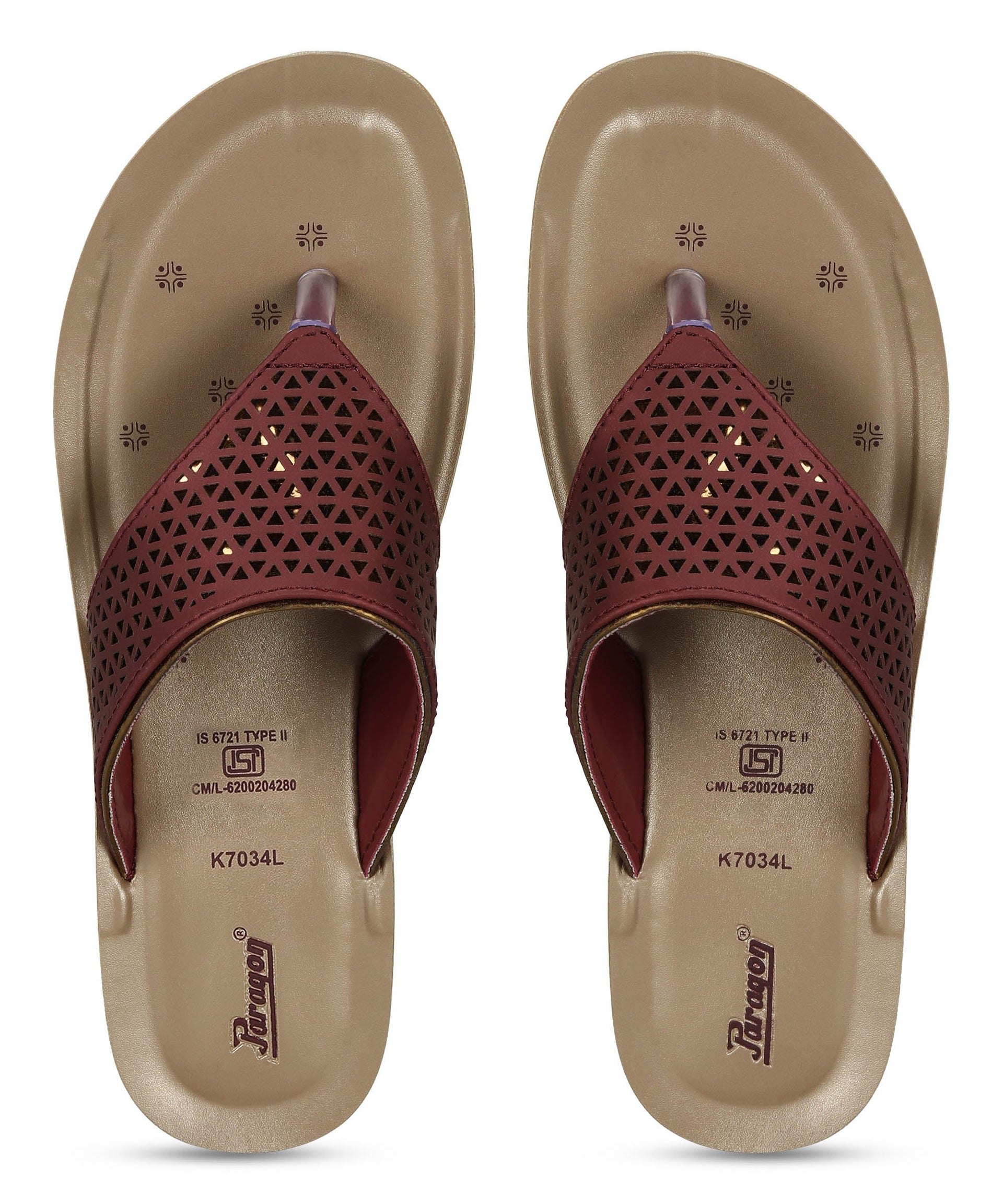 Paragon Women&#39;s Slip On Flat Maroon Sandals | Durable Dailywear Sandals