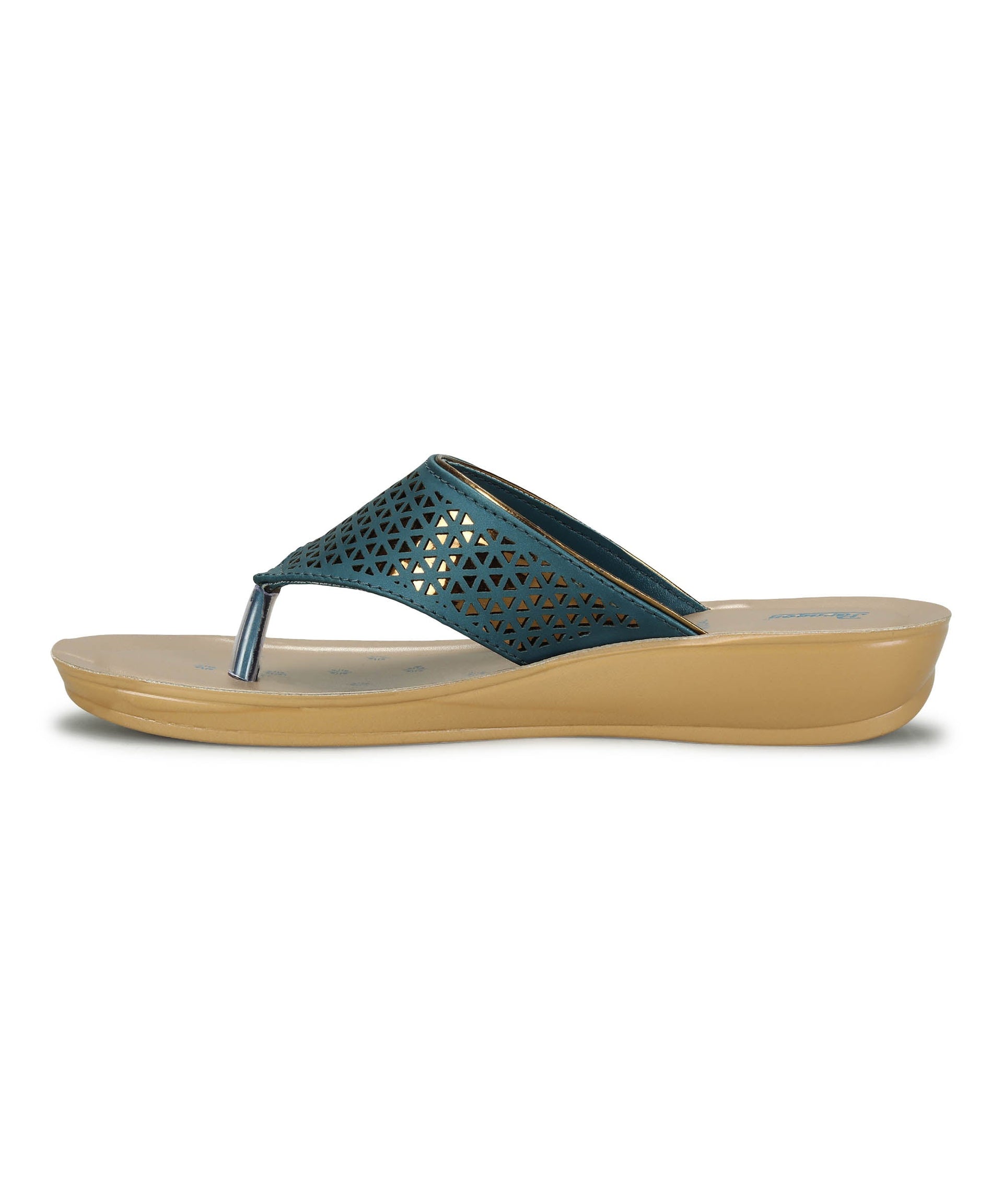 Paragon Women&#39;s Slip On Flat Peacock Blue Sandals | Durable Dailywear Sandals