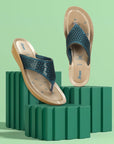 Paragon Women's Slip On Flat Peacock Blue Sandals | Durable Dailywear Sandals