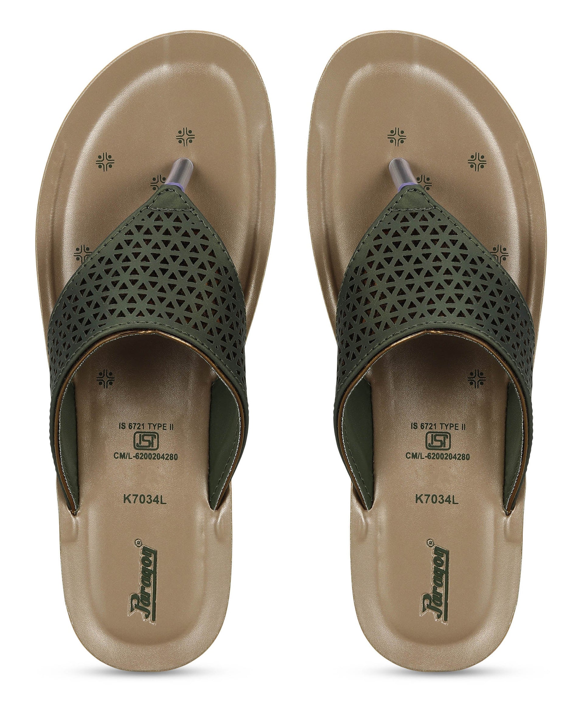 Paragon Women&#39;s Slip On Flat Pista Green Sandals | Durable Dailywear Sandals