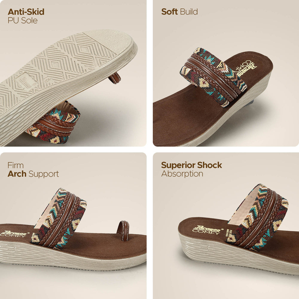 Paragon Women’s Slip-On Flat Sandals | Lightweight Sandals with Cushioned Footbed &amp; Strong Grip Sole