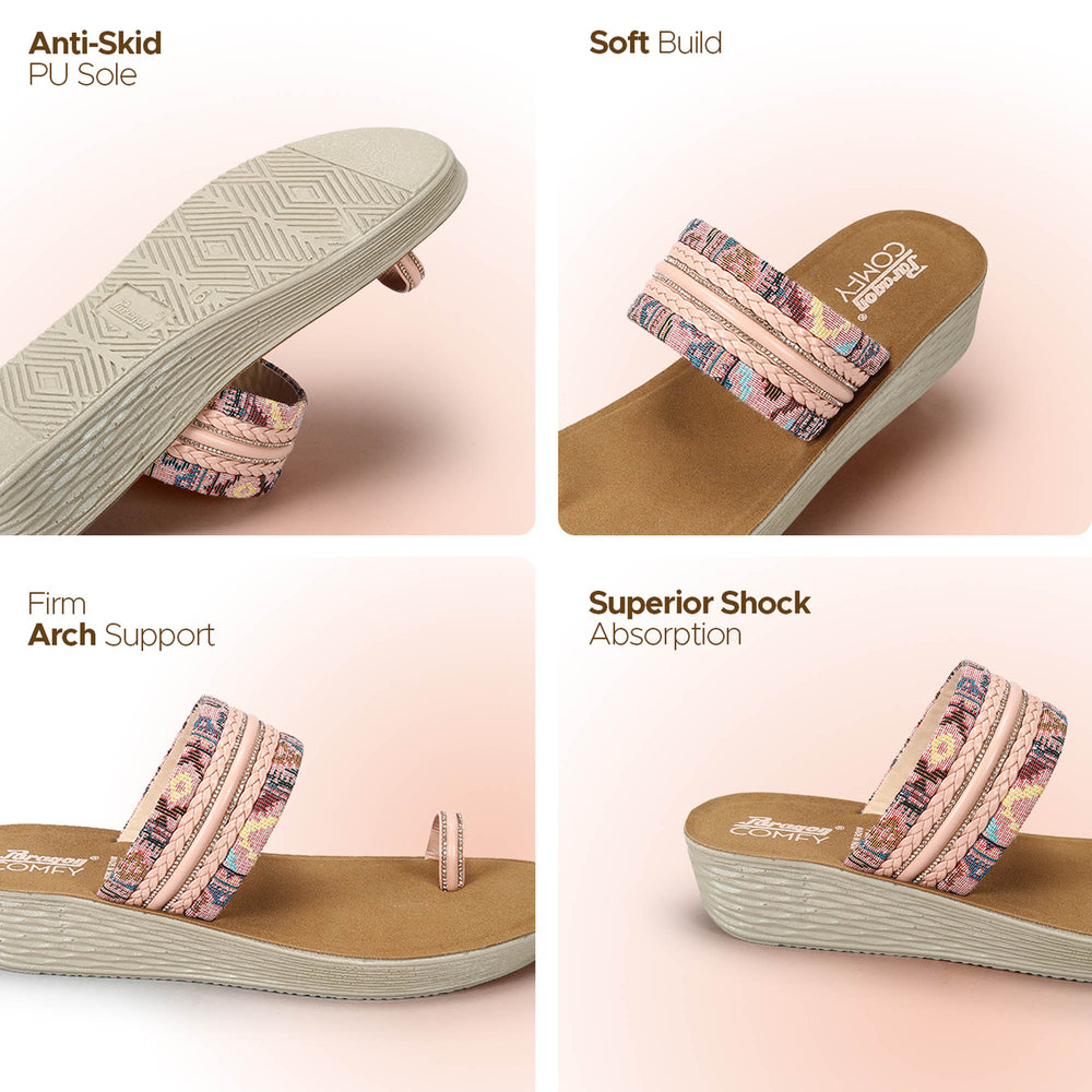 Paragon Women’s Slip-On Flat Sandals | Lightweight Sandals with Cushioned Footbed &amp; Strong Grip Sole