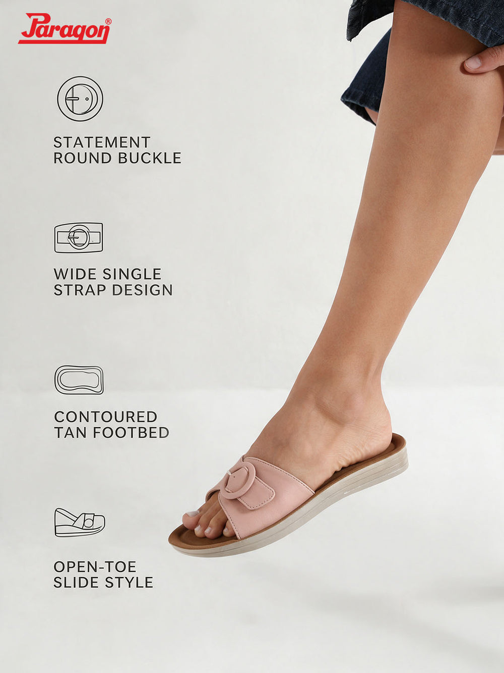 Paragon Women Flat Sandals Comfortable Wide Strap Stylish for Daily Use