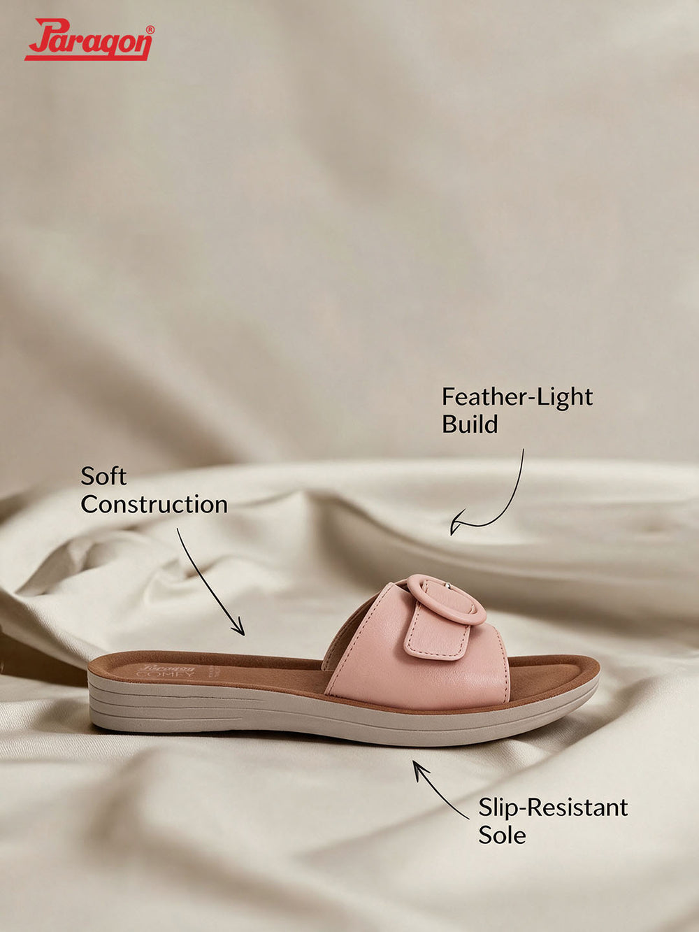 Paragon Women Flat Sandals Comfortable Wide Strap Stylish for Daily Use