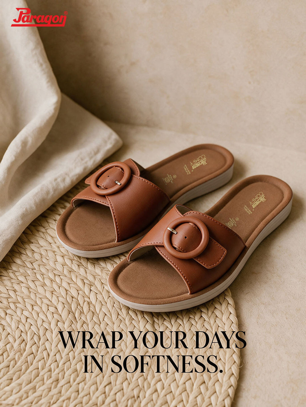 Paragon Women Flat Sandals Comfortable Wide Strap Stylish for Daily Use