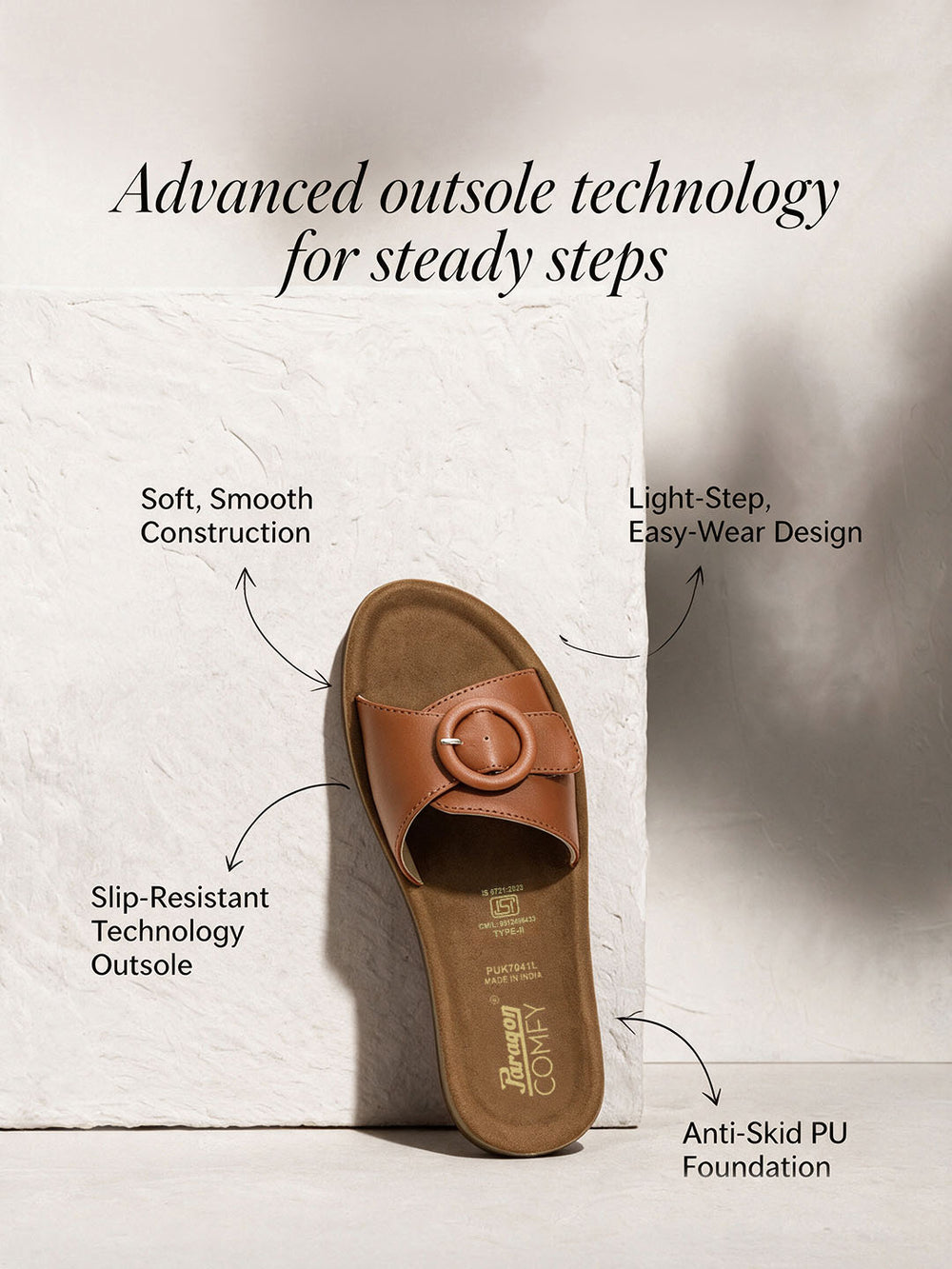 Paragon Women Flat Sandals Comfortable Wide Strap Stylish for Daily Use