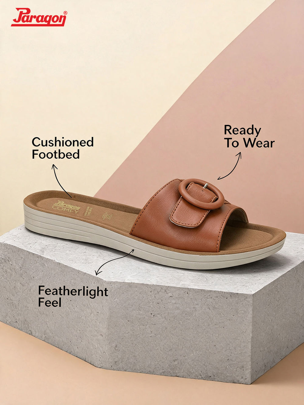 Paragon Women Flat Sandals Comfortable Wide Strap Stylish for Daily Use