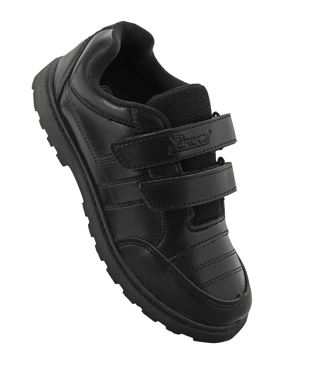 Paragon Velcro Black School Shoes for Boys | Comfortable Soft Cushion Sole