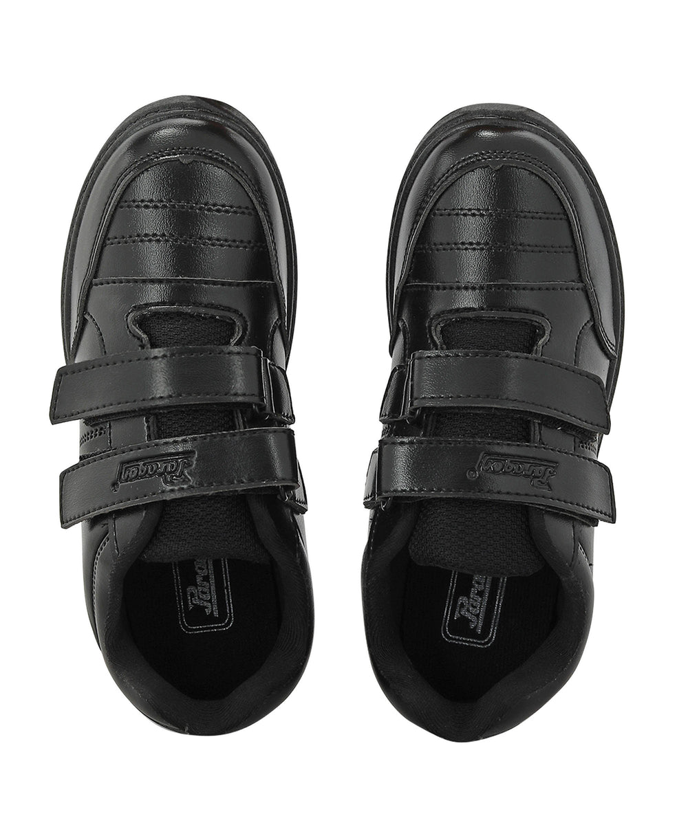 Paragon Velcro Black School Shoes for Boys | Comfortable Soft Cushion Sole