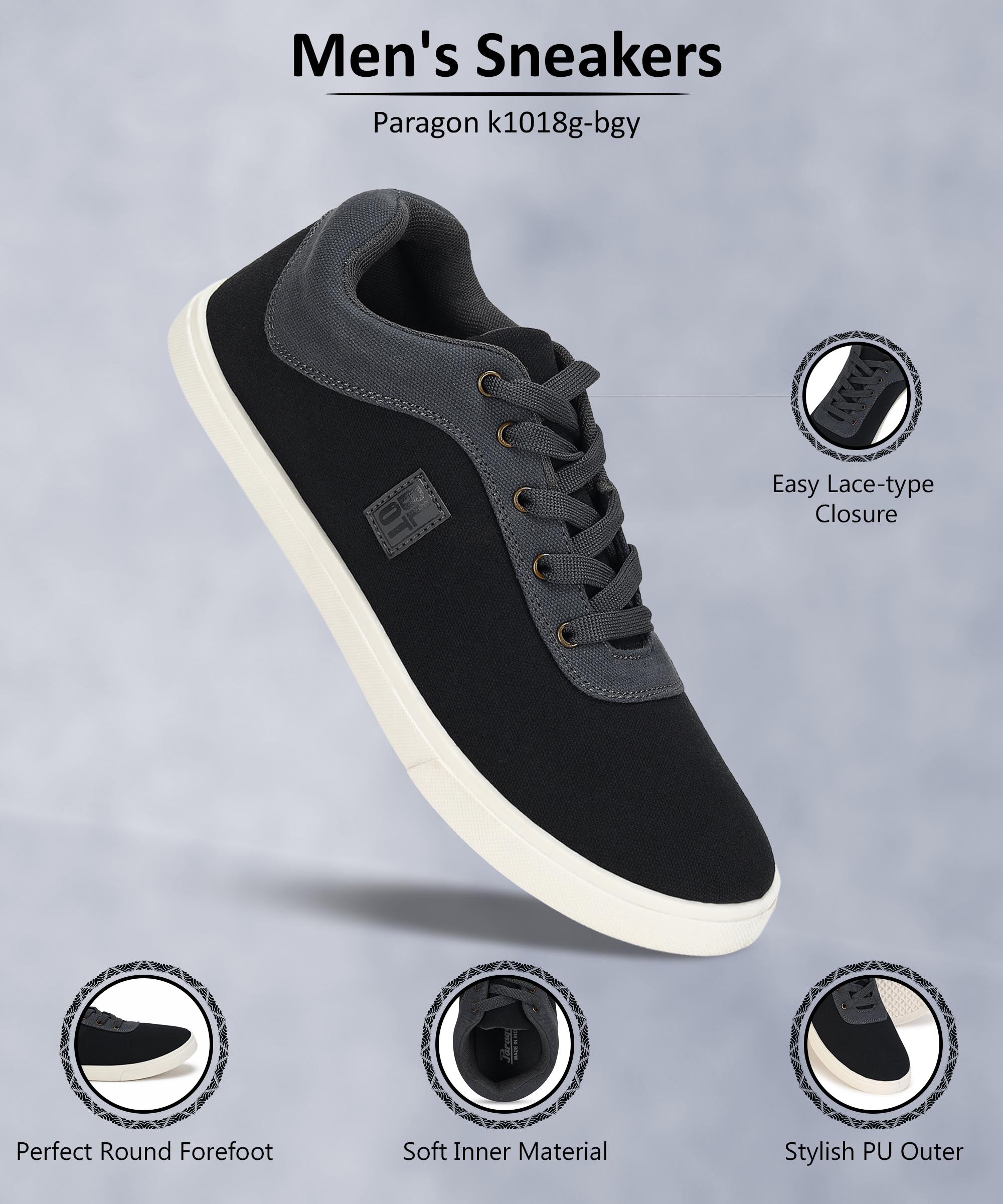 Paragon K1018G Men Casual Shoes | Stylish Walking Outdoor Shoes for Everyday Wear | Smart &amp; Trendy Design  | Comfortable Cushioned Soles White
