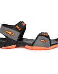 Paragon Casual Sandals for Men | Floater Style Black and Orange Men's Sandals