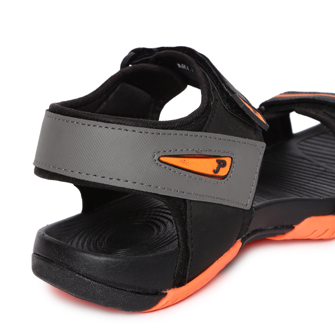 Paragon Casual Sandals for Men | Floater Style Black and Orange Men&#39;s Sandals
