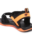 Paragon Casual Sandals for Men | Floater Style Black and Orange Men's Sandals