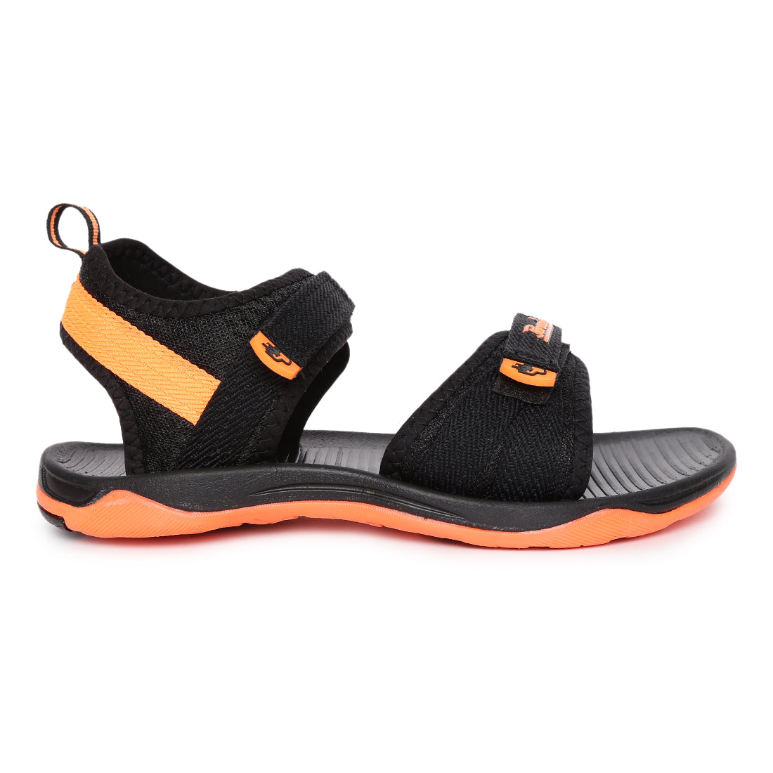 Paragon Casual Sandals for Men | Floater Style Black and Orange Men&#39;s Sandals