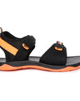 Paragon Casual Sandals for Men | Floater Style Black and Orange Men's Sandals