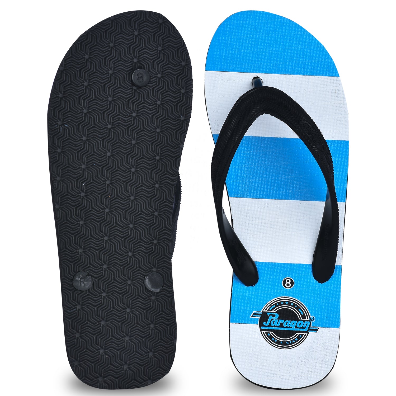 Blue and black online flip flops