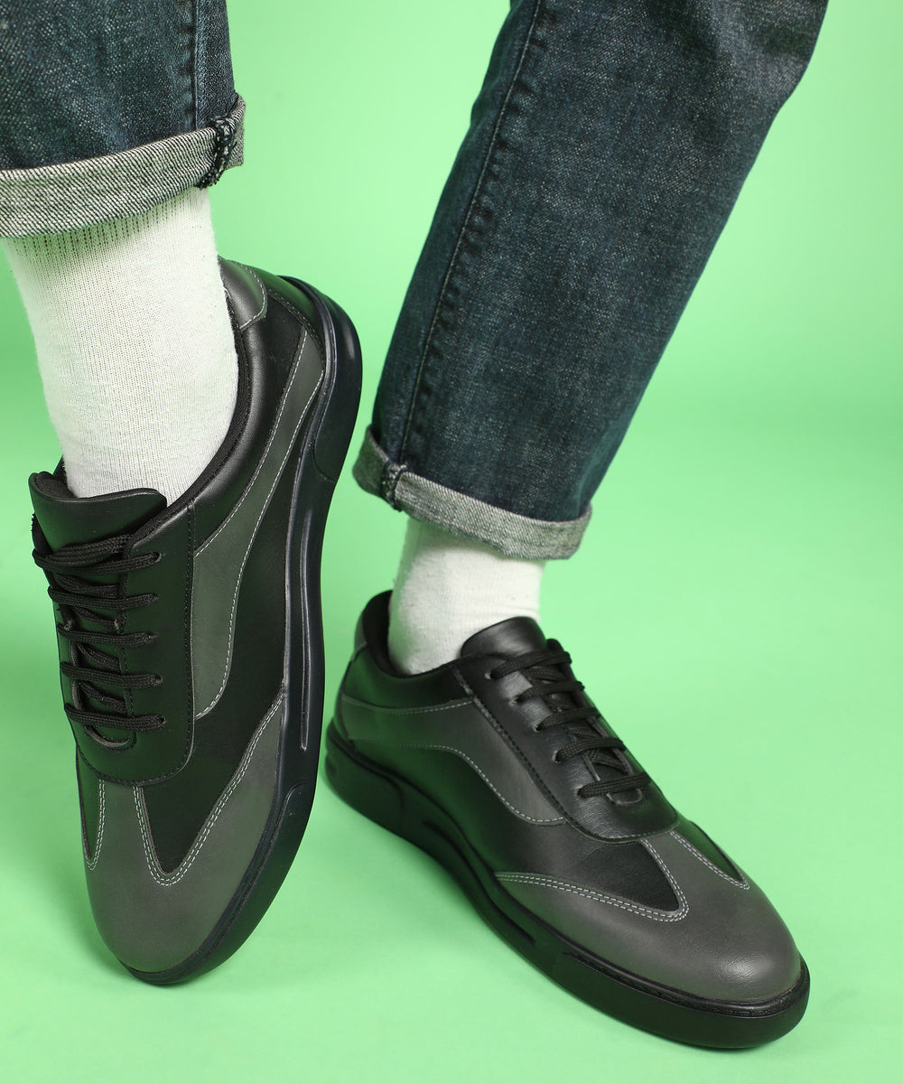 Paragon K1012G Men Casual Shoes | Stylish Walking Outdoor Shoes for Everyday Wear | Smart &amp; Trendy Design  | Comfortable Cushioned Soles Black-Dark Grey