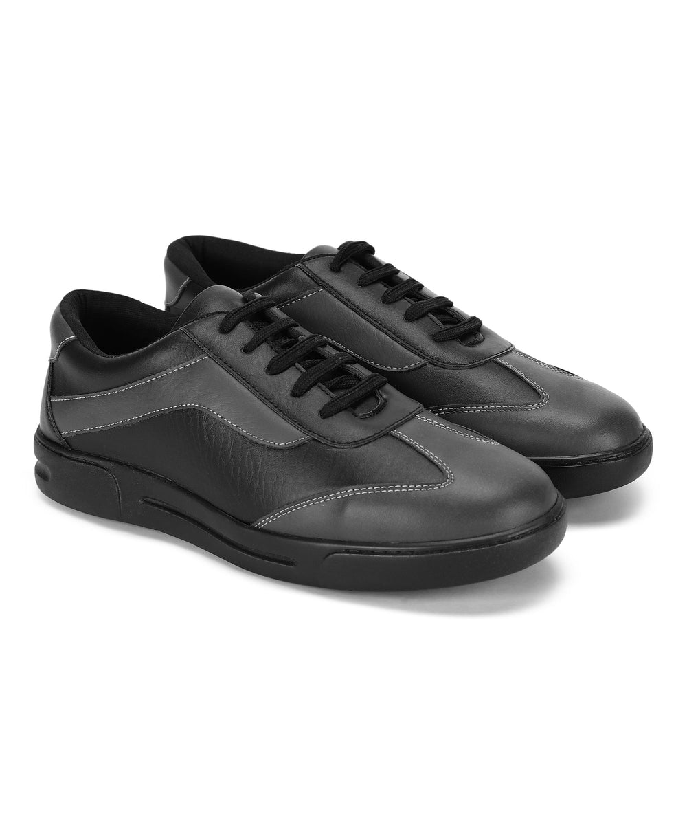 Paragon K1012G Men Casual Shoes | Stylish Walking Outdoor Shoes for Everyday Wear | Smart &amp; Trendy Design  | Comfortable Cushioned Soles Black-Dark Grey