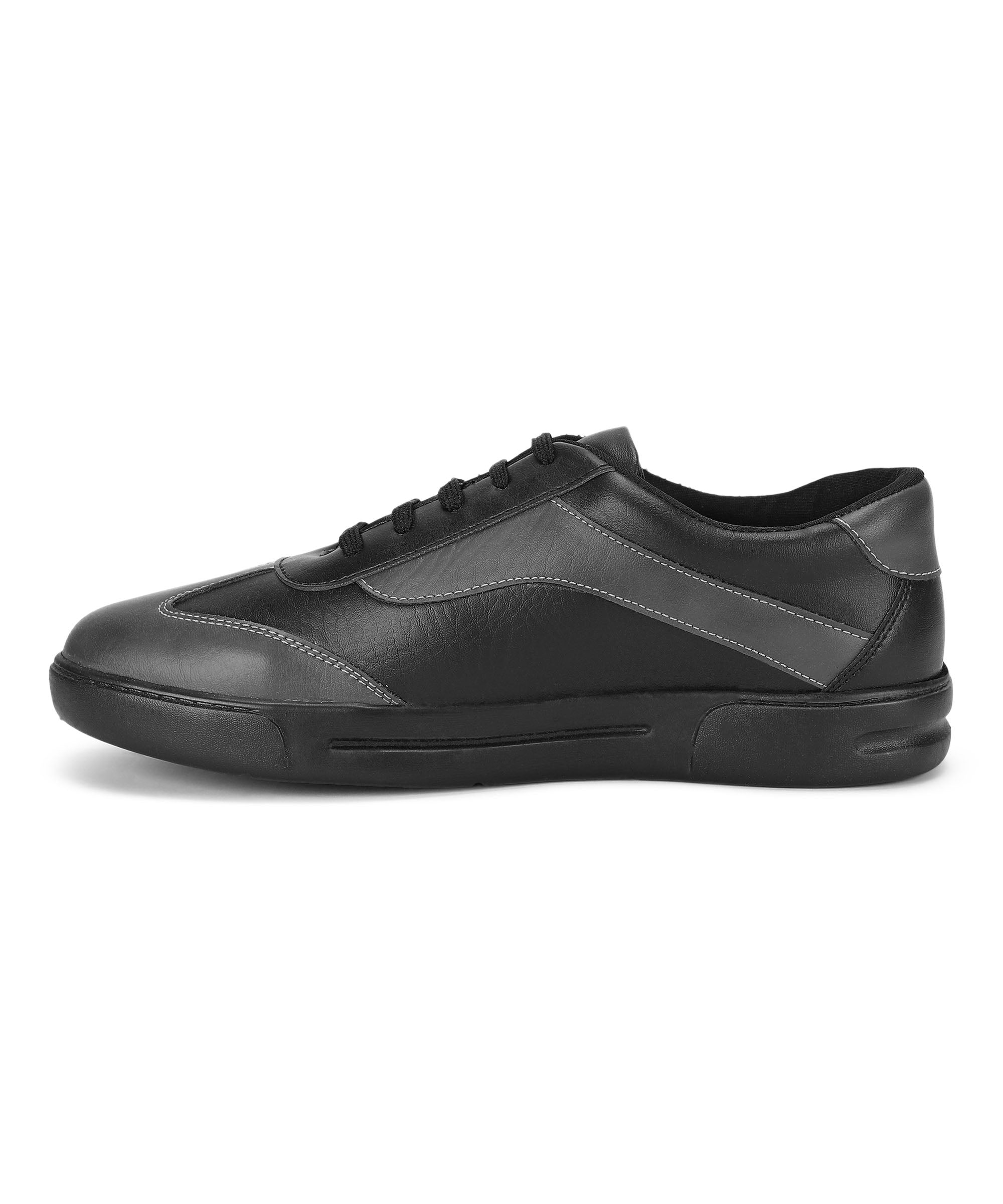 Paragon K1012G Men Casual Shoes | Stylish Walking Outdoor Shoes for Everyday Wear | Smart &amp; Trendy Design  | Comfortable Cushioned Soles Black-Dark Grey