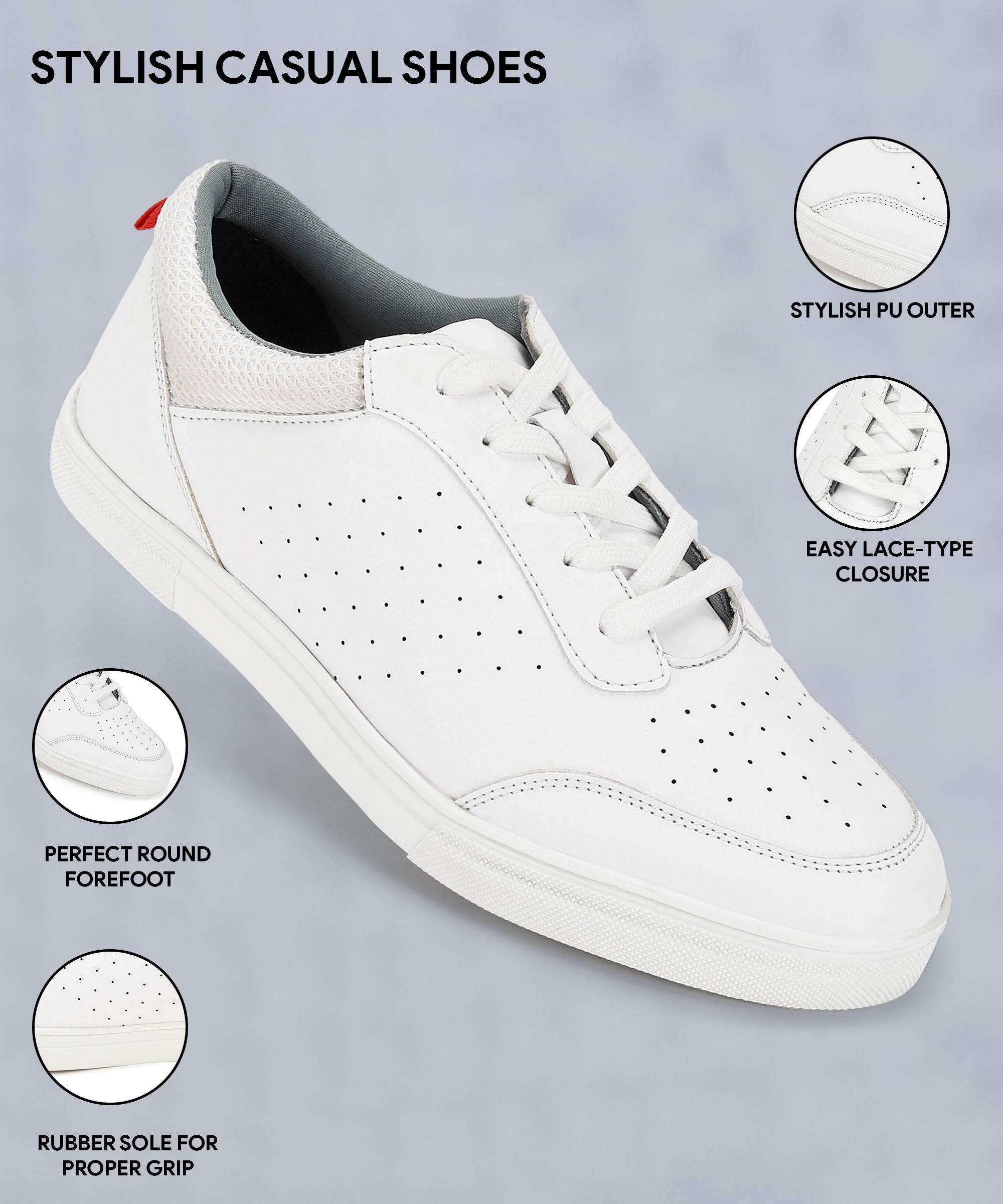 Paragon Max K1013G Men Casual Shoes | Stylish Walking Outdoor Shoes for Everyday Wear | Smart &amp; Trendy Design  | Comfortable Cushioned Soles White