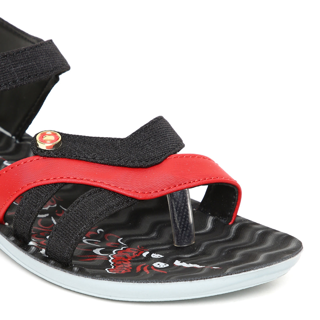 Women&#39;s Black-Red Mascara Sandals -(PU5006L_BKR)
