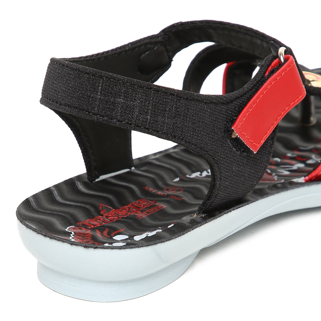 Women&#39;s Black-Red Mascara Sandals -(PU5006L_BKR)