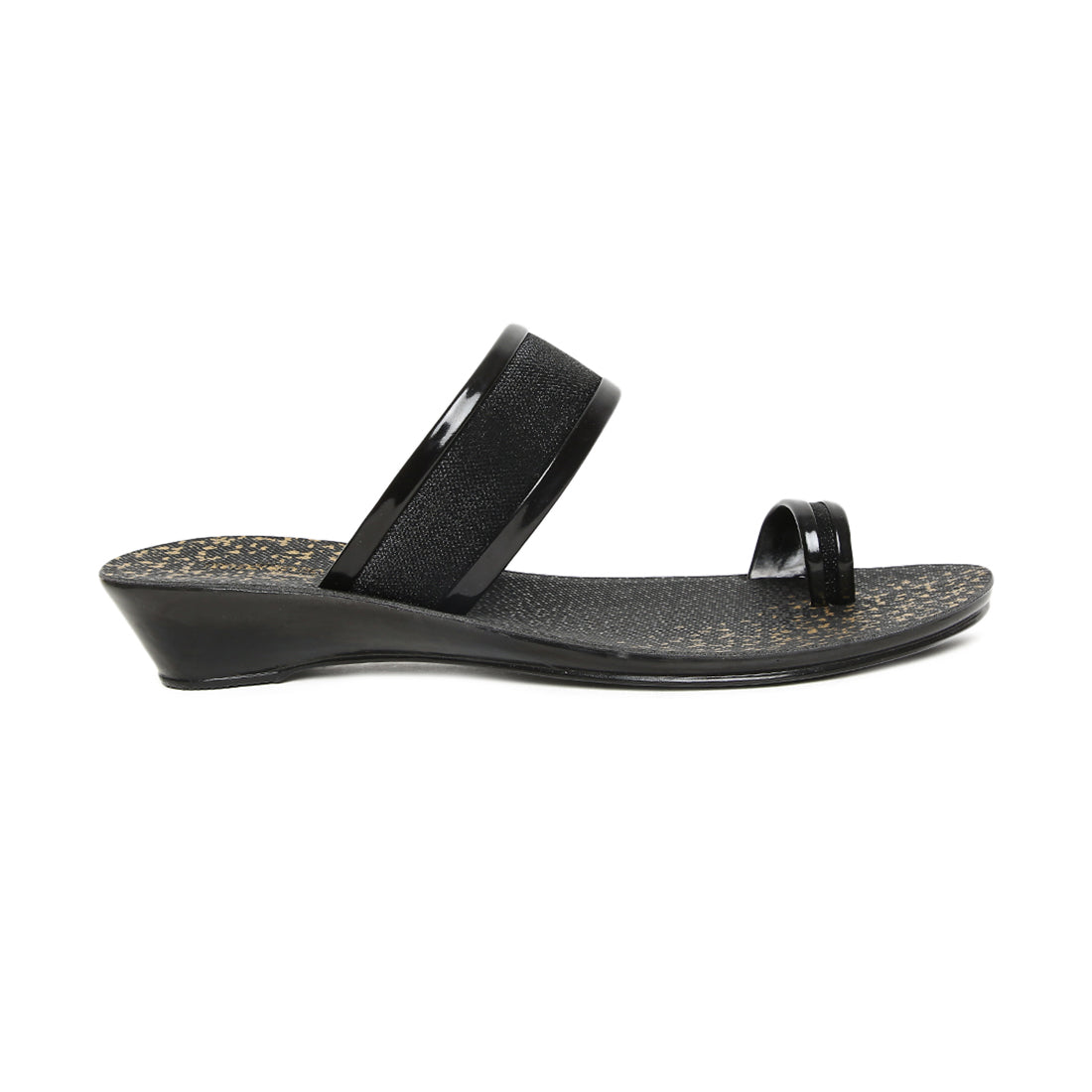Women&#39;s Black PVC Mascara Sandals