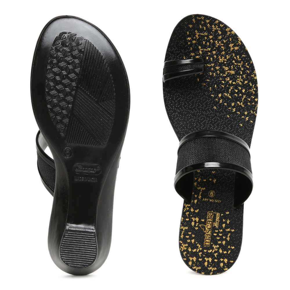 Women's Black PVC Mascara Sandals