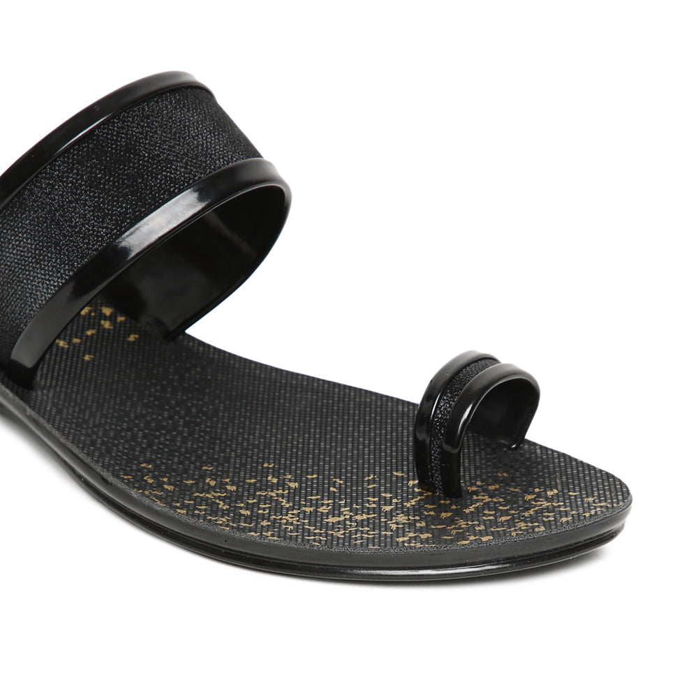 Women's Black PVC Mascara Sandals