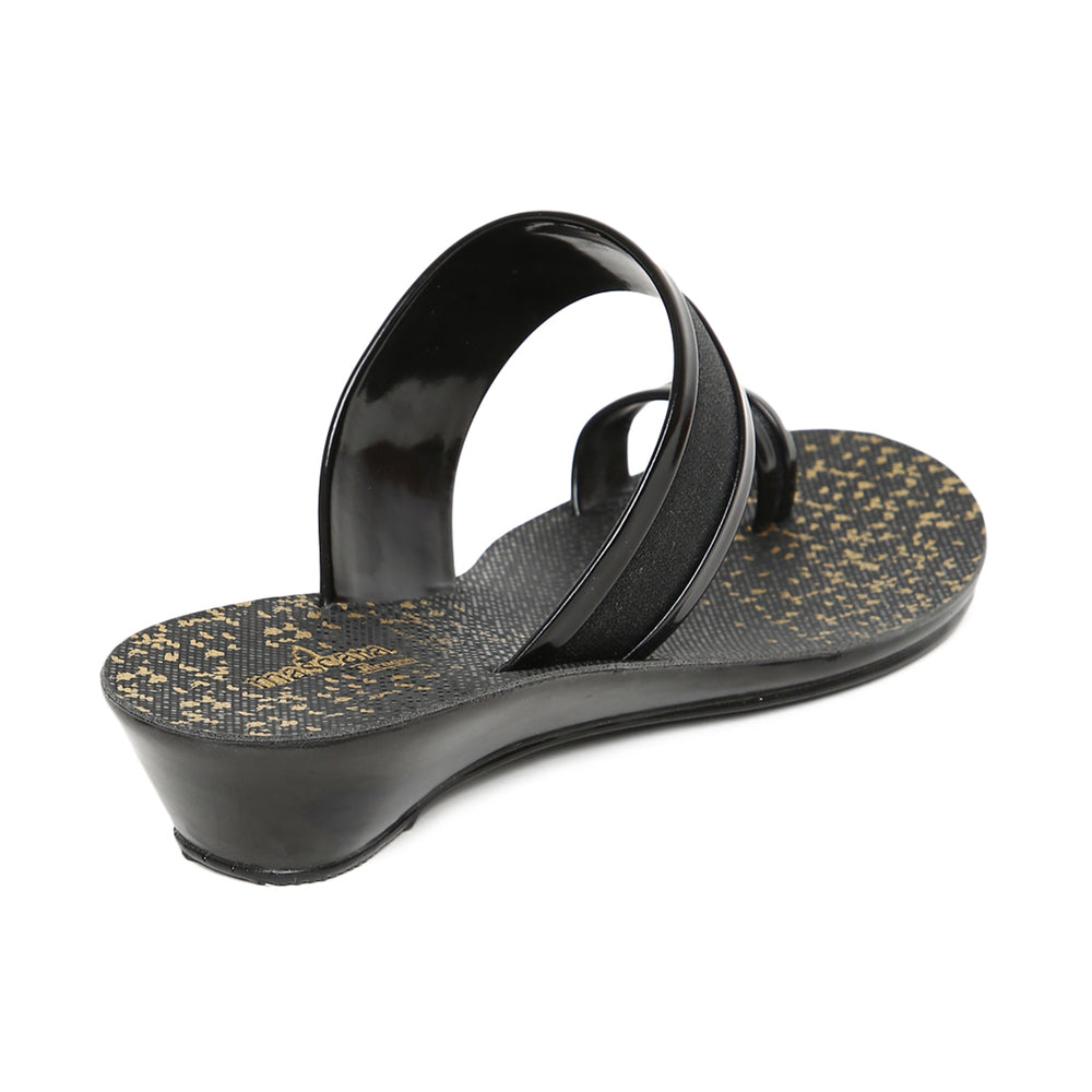 Women's Black PVC Mascara Sandals