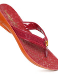 Women's Maroon Rexine / Fabric Mascara Sandals