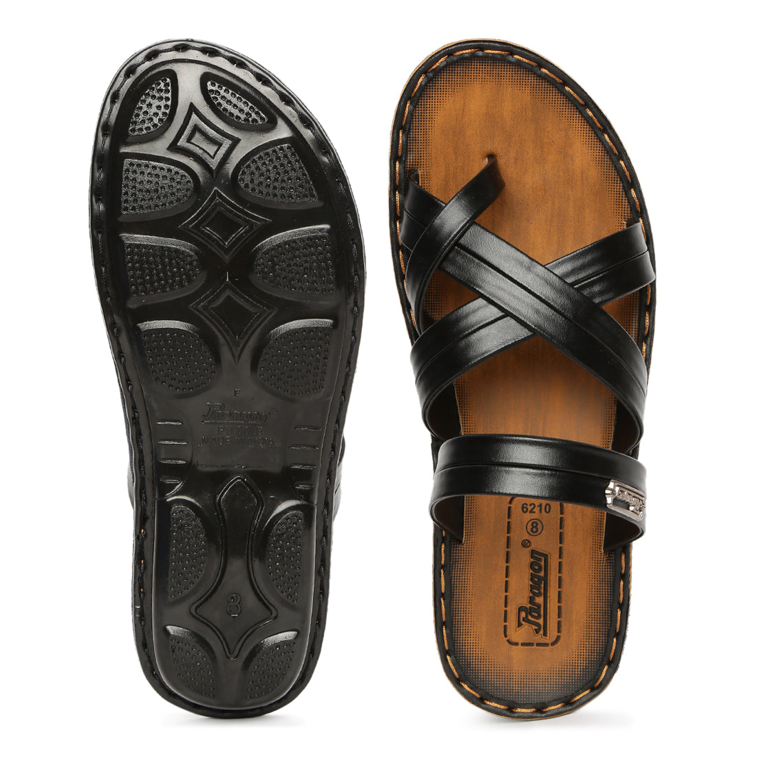 Paragon Vertex Casual Sandals for Men | Black Office Wear Sandals for Everyday Use